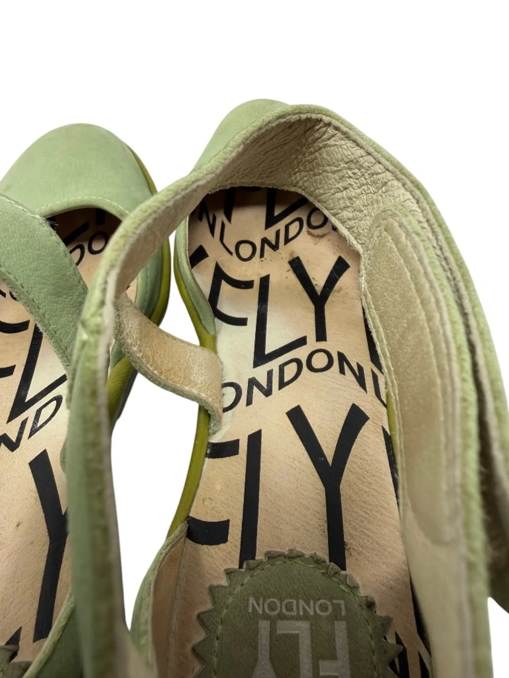 Fly London Mint Green Suede Piat Wedge Sandals 38